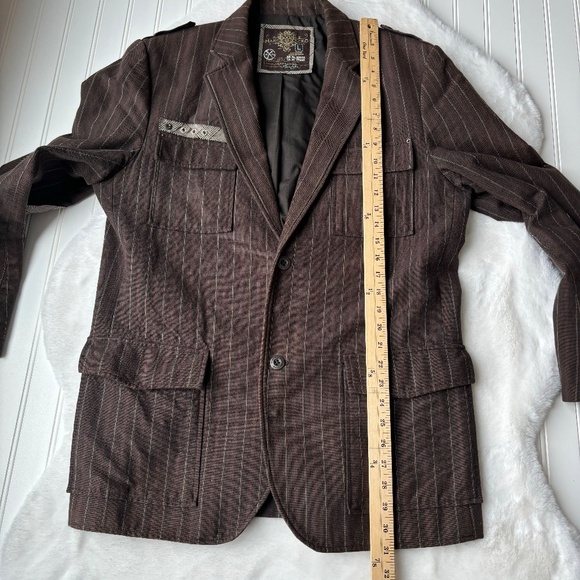 Marc Ecko Immortalize Blazer Sport Coat Jacket Mens Large Egyptian Stripe - Picture 4 of 9